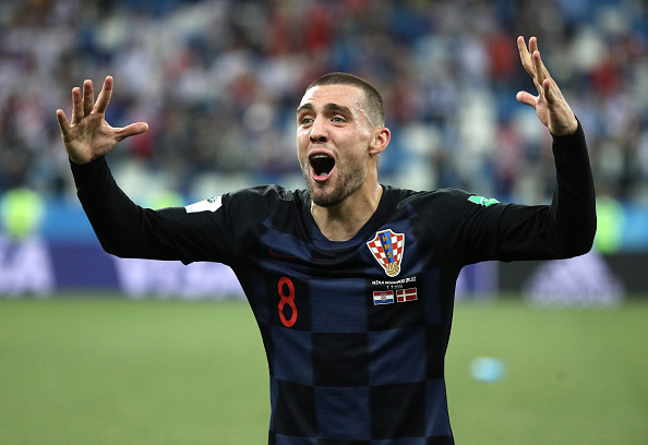  during the 2018 FIFA World Cup Russia Round of 16 match between Croatia and Denmark at Nizhny Novgorod Stadium on July 1, 2018 in Nizhny Novgorod, Russia.